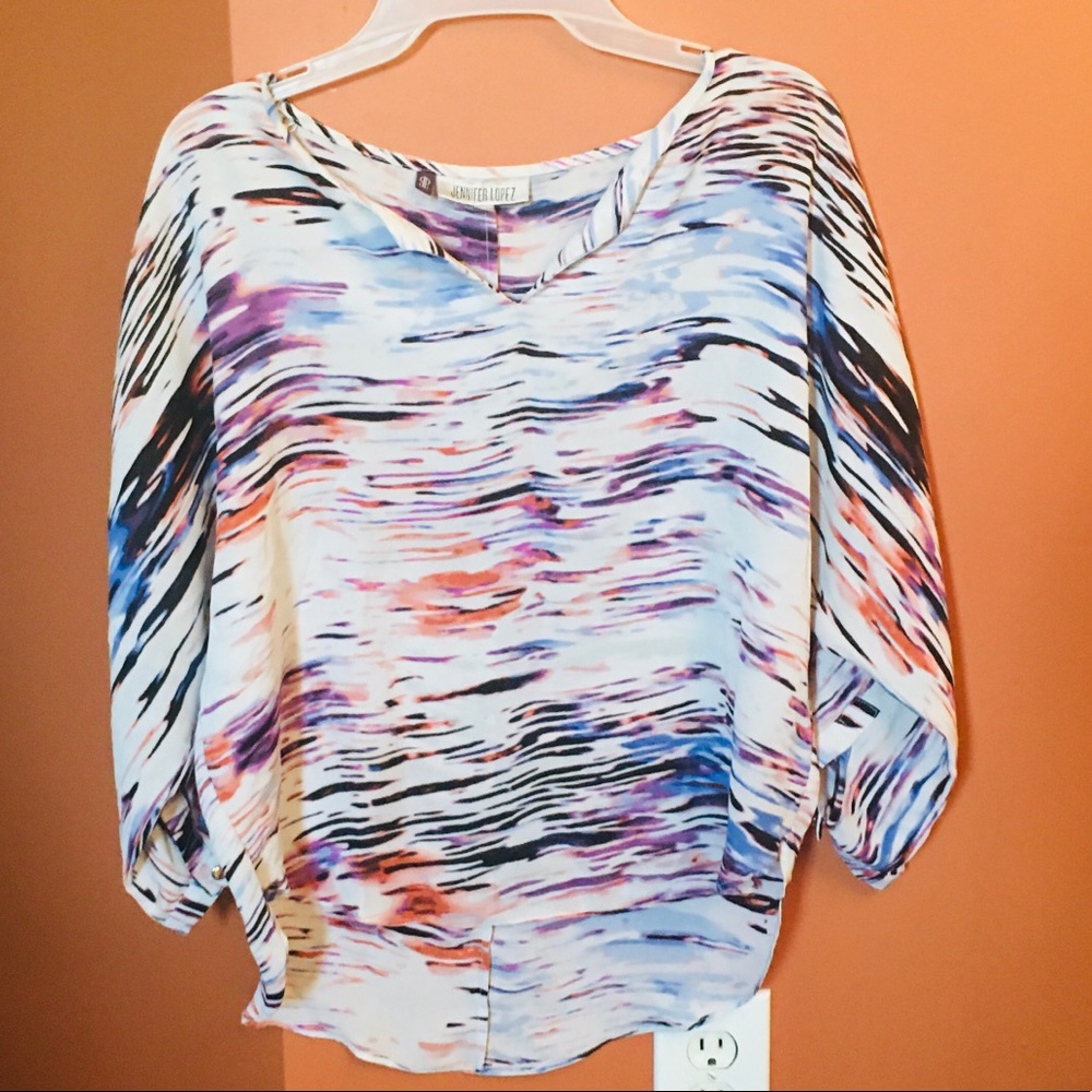 Jennifer Lopez Tiger Print Abstract Blouse